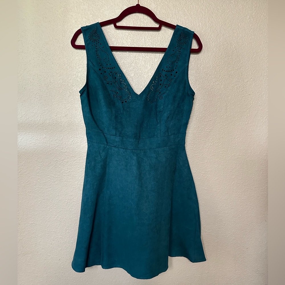 Faux suede green dress size medium